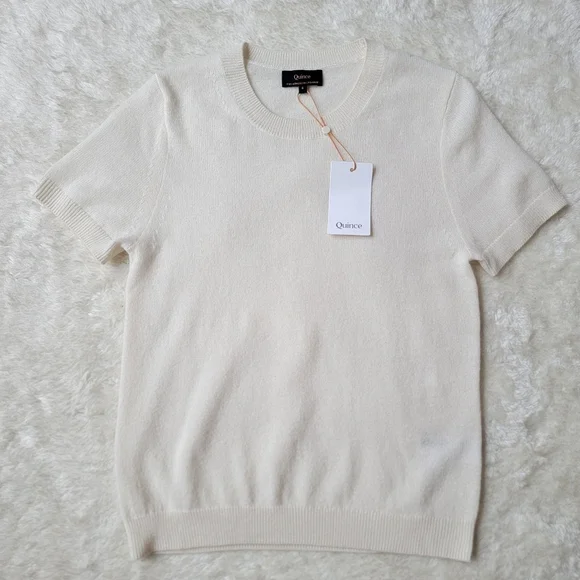 NWT Quince 100% Mongolian Cashmere Cloud Cocoon Tee, Ivory, S ☁️ - Picture 3 of 12